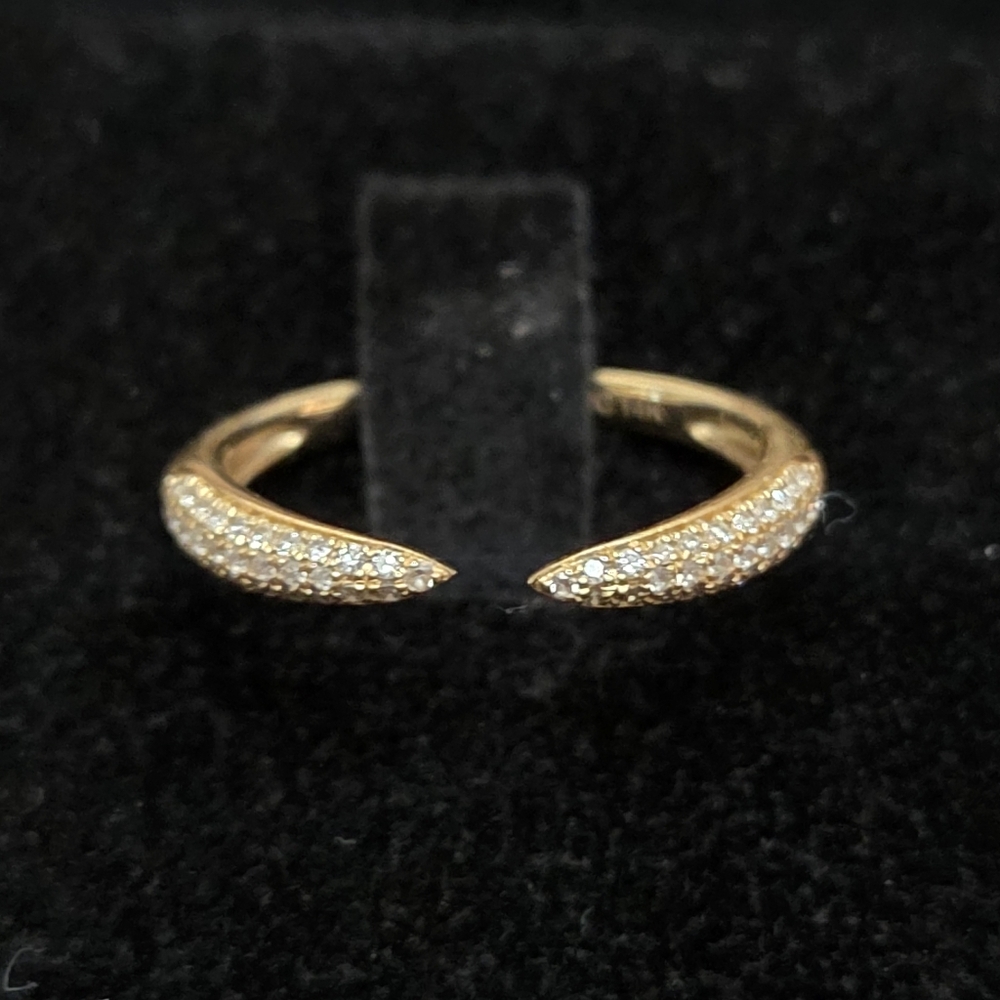 Ring Concierge 14K Yellow Gold Triple Row Diamond Claw Ring Size 7